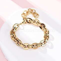 304 Stainless Steel Oval Link Chain Bracelets for Women&nbsp;BJEW-Z128-01G-02