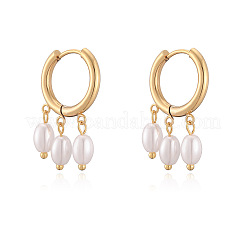 304 Stainless Steel & Imitation Pearl Chandelier Earrings&nbsp;WGDECEE-01