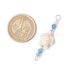 4Pcs 4 Colors Summer Beach Dyed Synthetic Turquoise Connector Charms&nbsp;PALLOY-JF03747-02