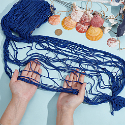 Cotton Fishing Net Decorative with Natural Shell & Jute Cord Pendant&nbsp;HJEW-WH0069-39
