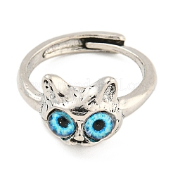 Alloy with Glass Rings for Women&nbsp;RJEW-A034-09AS