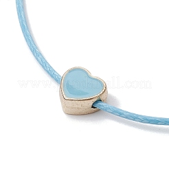 Alloy Enamel Heart Braided Bead Bracelet&nbsp;BJEW-JB09737-06