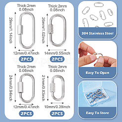 8Pcs 4 Styles 304 Stainless Steel Screw Carabiner Lock Charms&nbsp;STAS-TA0005-54