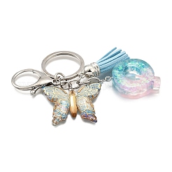 26Pcs Transparent Epoxy Resin & Transparent Acrylic & Faux Suede Tassel Keychain&nbsp;KEYC-JKC01202-17
