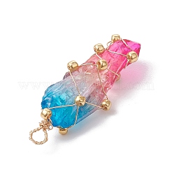 Copper Wired Electroplated Natural Quartz Crystal Pendants&nbsp;PALLOY-JF02626-04