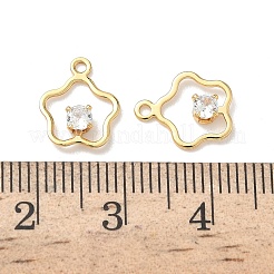 Brass Micro Pave Cubic Zirconia Flower Charms&nbsp;KK-Z136-03G
