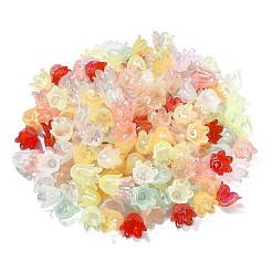 300Pcs 6-Petal Imitation Jelly Acrylic Bead Caps&nbsp;JACR-CJ0001-02