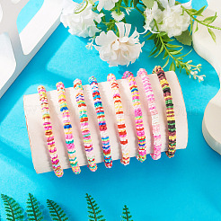 8Pcs Handmade Polymer Clay Heishi Beads Beaded Bracelet Sets&nbsp;BJEW-TAC0030