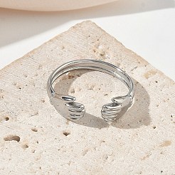 304 Stainless Steel Cuff Open Rings for Women&nbsp;RJEW-L341-05B-P