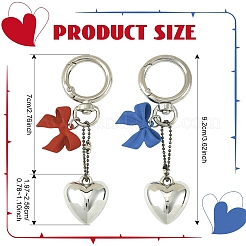 2Pcs Alloy Bowknot with CCB Plastic Heart Pendant Decorations&nbsp;HJEW-YW00425