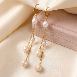 Nuggets 304 Stainless Steel Tassel Hoop Earrings&nbsp;XA0550