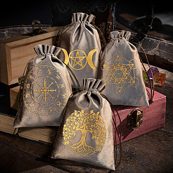 Rectangle Gold Stamping Velvet Tarot Storage Drawstring Bags for Divination&nbsp;ABAG-WH20001-25B