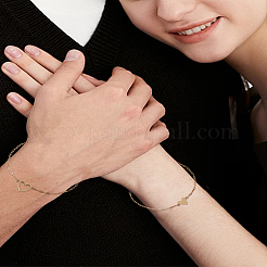 2Pcs Adjustable 201 Stainless Steel Link Bracelets&nbsp;BJEW-LP0015-18