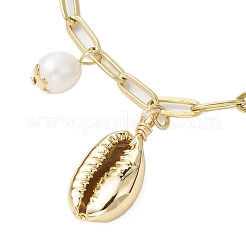 Natural Freshwater Pearl & Electroplated Shell Charm Bracelets&nbsp;BJEW-JB11255