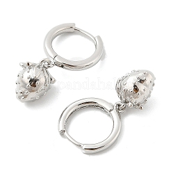 Brass Strawberry Hoop Earrings&nbsp;EJEW-M077-19P-01