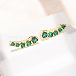 Brass Pave Cubic Zirconia Stud Crawler Earrings&nbsp;KK-CBAA351-13G