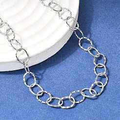 6.5MM 201 Stainless Steel Textured Oval Link Chain Necklaces for Unisex&nbsp;NJEW-K302-16P
