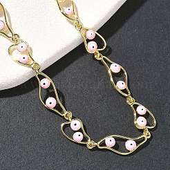 Brass Enamel Evil Eye Link Chain Necklaces&nbsp;NJEW-G183-01G
