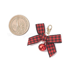 Brass Bell & Handmade Polyester Bowknot Pendant Decorations&nbsp;HJEW-JM04403-02