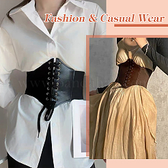 3Pcs 3 Style Imitation PU Leather Wide Elastic Corset Belt&nbsp;DIY-BC0012-32