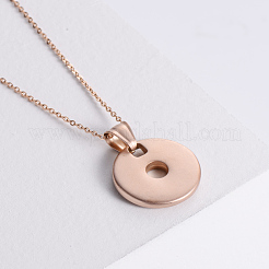 French Vintage Style Stainless Steel Om Mani Padme Hum Flat Round Pendant Necklaces for Women&nbsp;VS6601