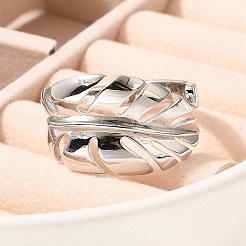 Rack Plating Brass Cuff Finger Rings for Women&nbsp;RJEW-C115-02P