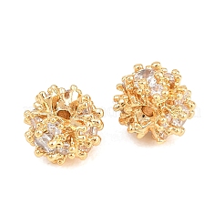 Brass Micro Pave Clear Cubic Zirconia Beads&nbsp;KK-A298-01G