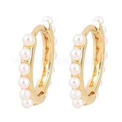 Round Brass & ABS Imitation Pearl Hoop Earrings&nbsp;EJEW-A156-07G