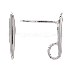 Anti-Tarnish Rhodium Plated 925 Sterling Silver Stud Earring Findings&nbsp;X-STER-K168-118P