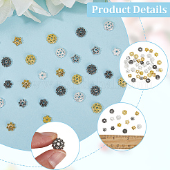 360Pcs 12 Styles Tibetan Styles Alloy Bead Caps&nbsp;TIBE-SC0002-42