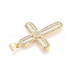 Brass Micro Pave Clear Cubic Zirconia Pendants&nbsp;KK-N268-91G