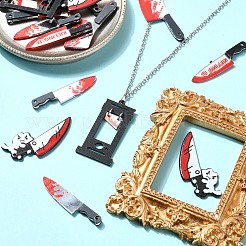 15Pcs 5 Styles Halloween Printed Opaque Acrylic Pendants&nbsp;MACR-YW0003-07