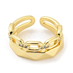 Brass Micro Pave Cubic Zirconia Open Cuff Rings&nbsp;RJEW-C033-07G