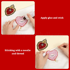 3Pcs 3 Styles Heart with Eye Polyester Sew on Patches&nbsp;DIY-GF0013-24