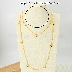 Brass Heart Fringe Satellite Chain Long Necklaces for Women&nbsp;XF0394-3