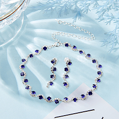 2 Sets 2 Colors Alloy Rhinestone Necklaces & Stud Earrings Sets&nbsp;SJEW-GO0001-10A