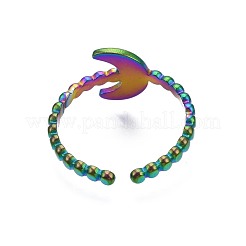304 Stainless Steel Crescent Moon Cuff Ring&nbsp;RJEW-N038-107