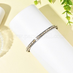 6MM 201 Stainless Steel and Brass Pave Rectangle Clear Cubic Zirconia Cuff Bangles&nbsp;BJEW-JB14370