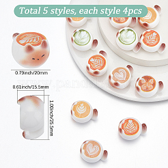 20Pcs 5 Styles Resin Cat Shape Coffee Display Decorations&nbsp;AJEW-SC0001-90