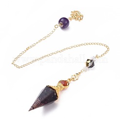 Resin Hexagonal Pointed Dowsing Pendulums(Brass Finding and Gemstone Inside)&nbsp;G-L521-A03