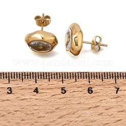 6 Pairs 304 Stainless Steel Pave Cubic Zirconia Stud Earrings&nbsp;SA-CBADCF0-04GP-04