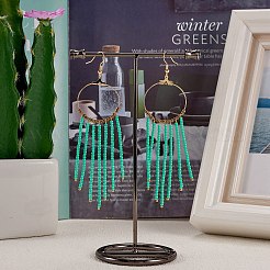 Glass Seed Beads Long Dangle Earrings&nbsp;EJEW-SW00004