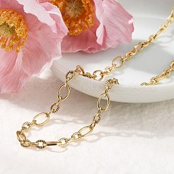5.5MM 304 Stainless Steel Textured Oval Link Chain Necklaces&nbsp;NJEW-T016-12G