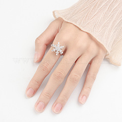 Snowflake 925 Sterling Silver Micro Pave Clear Cubic Zirconia Cuff Spinner Rings&nbsp;WG86A07-01