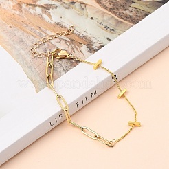 Brass Paperclip Chain & Curb Chain Bracelets&nbsp;BJEW-JB05500