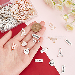 140pcs 14 style Awareness Ribbon Theme Zinc Alloy Pendants&nbsp;FIND-PH0018-24