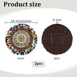 2Pcs Non Woven Fabric Embroidery Needle Felt and Seed Beads Cloth Appliques&nbsp;PATC-PH0001-40A