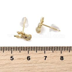 Deer Brass Micro Pave Clear Cubic Zirconia Stud Earrings&nbsp;EJEW-A146-03G