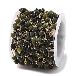 Natural Jade & 304 Stainless Steel Beads Link Chains&nbsp;CHS-K021-08A-08