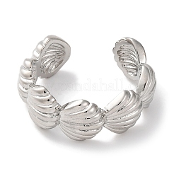 Rack Plating Shell Shape Brass Open Cuff Rings for Women&nbsp;RJEW-S242-04P